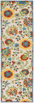 Aloha Ivory Multicolor Farmhouse Polypropylene Area Rug