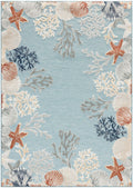 Suncoast Teal Multicolor Coastal, Nautical & Beach Polypropylene Area Rug