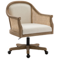 Xaver Task Chair with Rattan Arms in Ivory