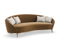 Main Event Caramel Velvet Kidney Sofa with Feather Pillows