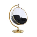 Lenora Black Acrylic And Fabric Upholstered Swing Bubble Accent Chair