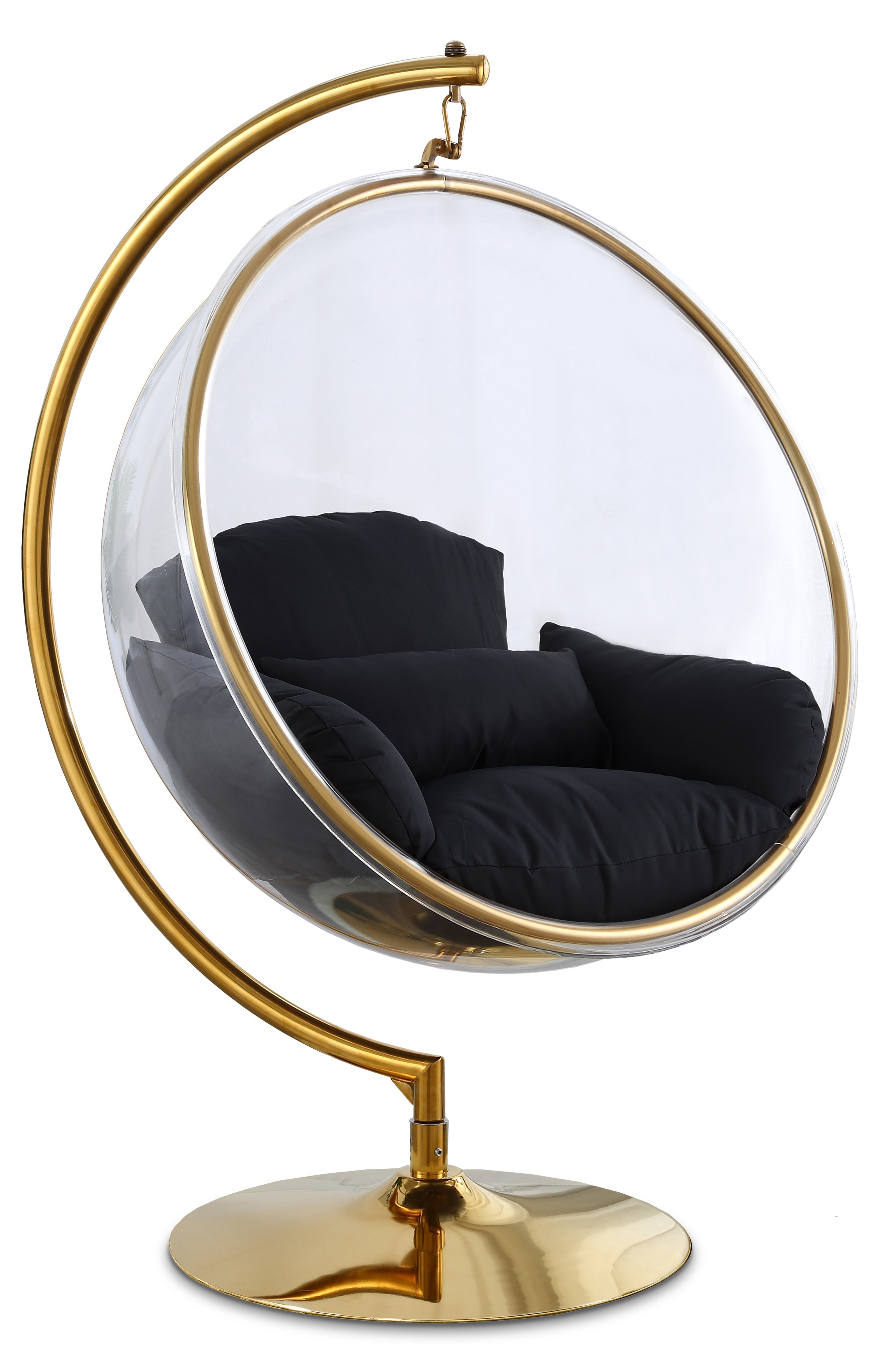 Lenora Black Acrylic And Fabric Upholstered Swing Bubble Accent Chair