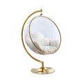 Lenora White Acrylic And Fabric Upholstered Swing Bubble Accent Chair
