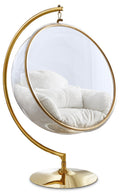 Lenora White Acrylic And Fabric Upholstered Swing Bubble Accent Chair