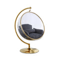 Lenora Grey Acrylic And Fabric Upholstered Swing Bubble Accent Chair
