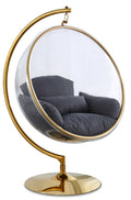 Lenora Grey Acrylic And Fabric Upholstered Swing Bubble Accent Chair