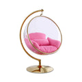 Lenora Pink Acrylic And Fabric Upholstered Swing Bubble Accent Chair