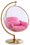 Lenora Pink Acrylic And Fabric Upholstered Swing Bubble Accent Chair