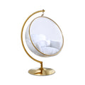 Lenora White Acrylic And Fabric Upholstered Swing Bubble Accent Chair