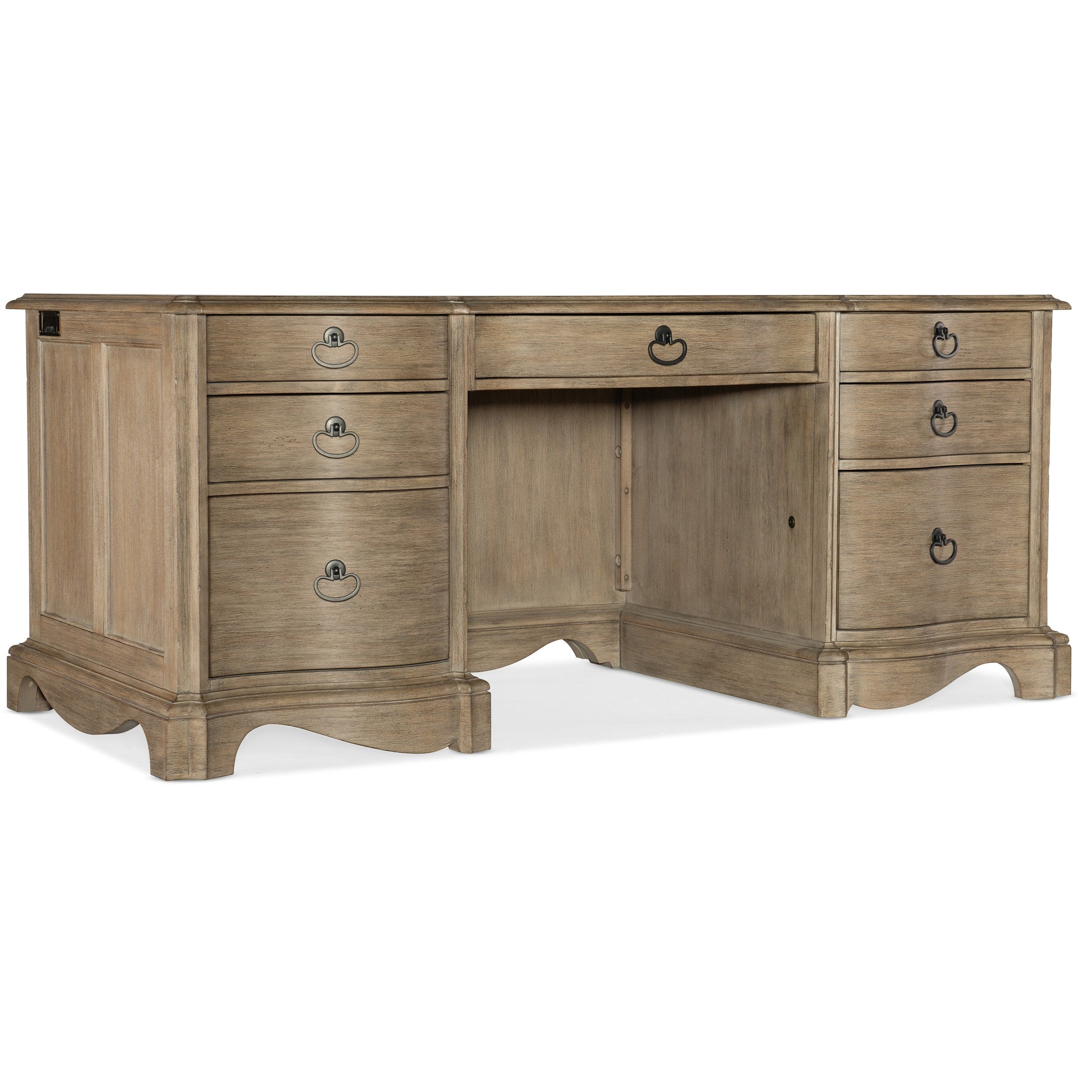 Corsica Executive Desk – Acacia Veneers, Burnished Bronze