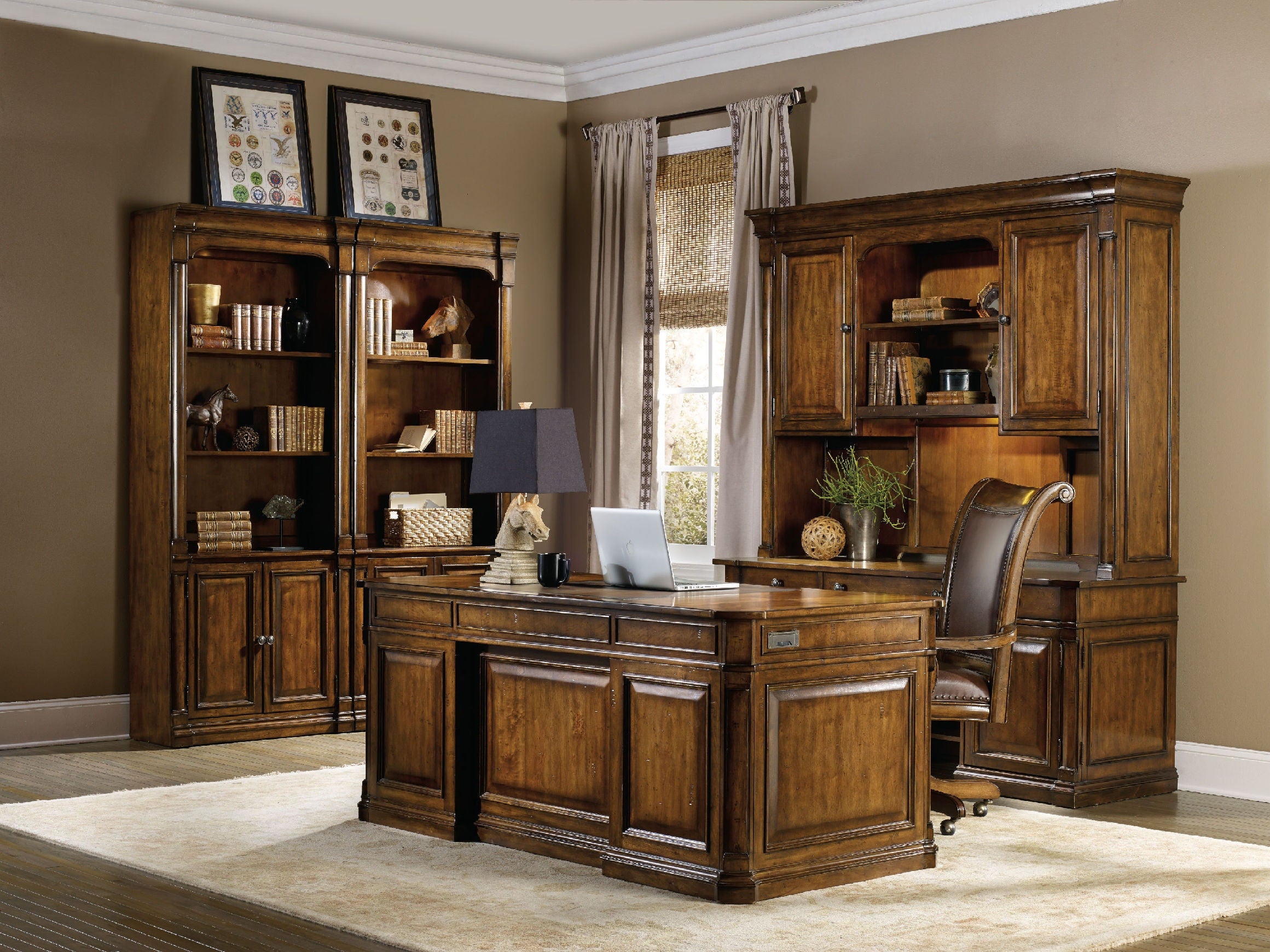 Tynecastle Executive Desk–Leather Writing Surface, 7 Drawers
