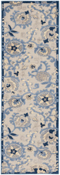 Aloha Blue Grey Farmhouse Polypropylene Area Rug