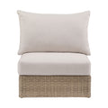Roseline Beige Olefin Water Resistant Fabric And Wicker Outdoor Patio Armless Chair
