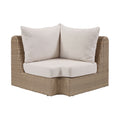 Roseline Beige Olefin Water Resistant Fabric And Wicker Outdoor Patio Corner Chair