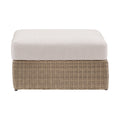Roseline Cream Olefin Water Resistant Fabric And Wicker Outdoor Patio Ottoman/Coffee Table