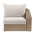 Roseline Beige Olefin Water Resistant Fabric And Wicker Outdoor Patio Right Arm Chair