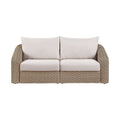 Roseline 85.25" Beige Olefin Water Resistant Fabric And Wicker 2pc. Outdoor Patio Modular Loveseat