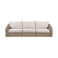 Roseline 120.25" Beige Olefin Water Resistant Fabric And Wicker 3pc. Outdoor Patio Modular Sofa