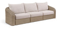 Roseline 120.25" Beige Olefin Water Resistant Fabric And Wicker 3pc. Outdoor Patio Modular Sofa