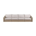 Roseline 155.25" Beige Olefin Water Resistant Fabric And Wicker 4pc. Outdoor Patio Modular Sofa