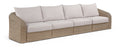Roseline 155.25" Beige Olefin Water Resistant Fabric And Wicker 4pc. Outdoor Patio Modular Sofa
