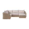 Roseline 123.25" Beige Olefin Water Resistant Fabric And Wicker 5pc. Outdoor Patio Modular Sectional - Sec5B