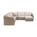 Roseline 123.25" Beige Olefin Water Resistant Fabric And Wicker 6pc. Outdoor Patio Modular Sectional