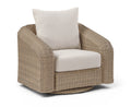 Roseline Beige Olefin Water Resistant Fabric And Wicker Outdoor Patio Swivel Chair