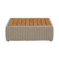 Roseline Natural / Taupe Teak Wood And Wicker Outdoor Patio Coffee Table