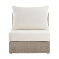 Roseline Cream Olefin Water Resistant Fabric And Wicker Outdoor Patio Armless Chair