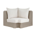 Roseline Cream Olefin Water Resistant Fabric And Wicker Outdoor Patio Corner Chair