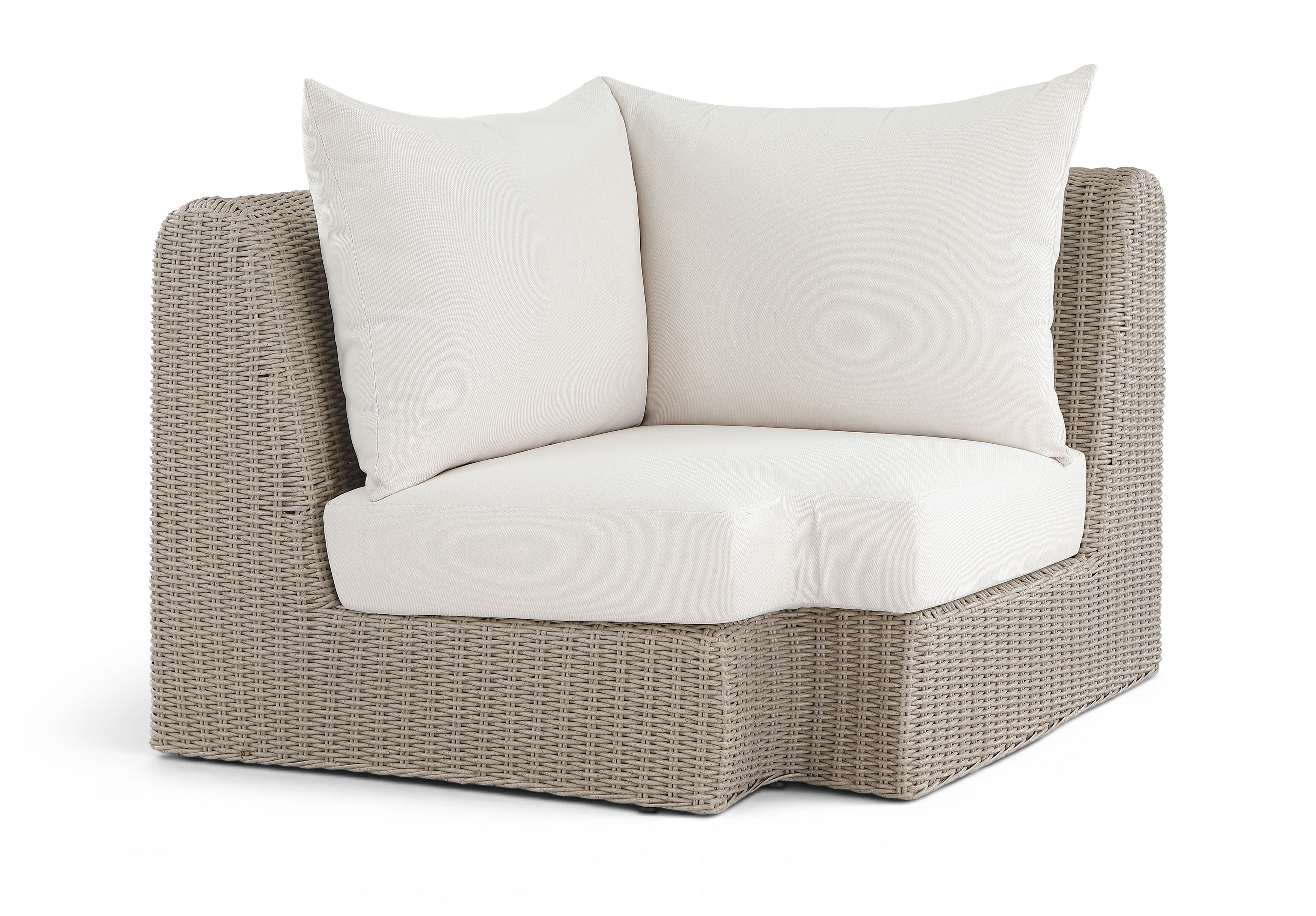Roseline Cream Olefin Water Resistant Fabric And Wicker Outdoor Patio Corner Chair
