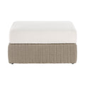 Roseline Cream Olefin Water Resistant Fabric And Wicker Outdoor Patio Ottoman/Coffee Table