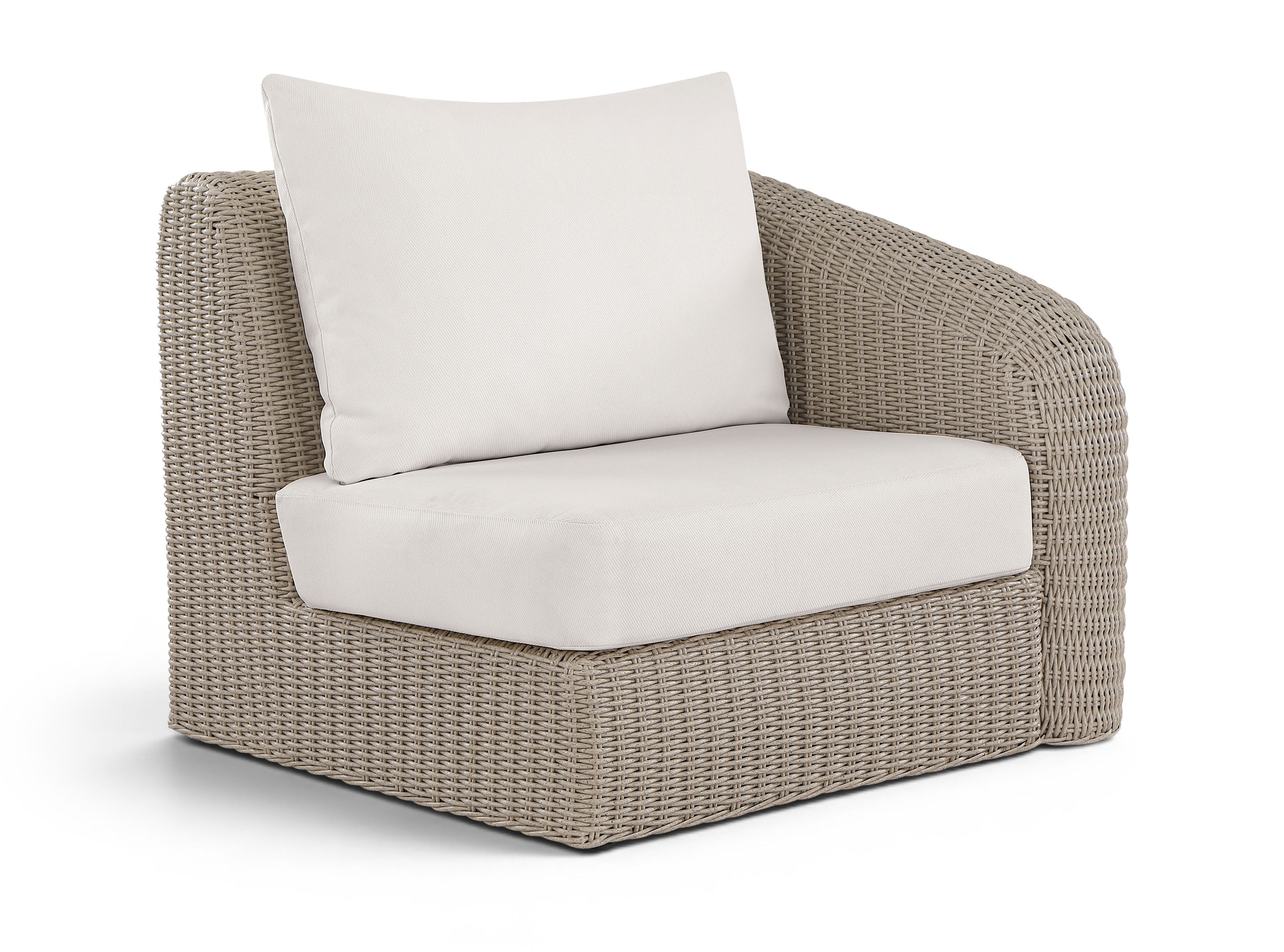 Roseline Cream Olefin Water Resistant Fabric And Wicker Outdoor Patio Right Arm Chair