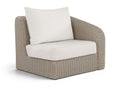 Roseline Cream Olefin Water Resistant Fabric And Wicker Outdoor Patio Right Arm Chair