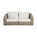 Roseline 85.25" Cream Olefin Water Resistant Fabric And Wicker 2pc. Outdoor Patio Modular Loveseat