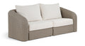 Roseline 85.25" Cream Olefin Water Resistant Fabric And Wicker 2pc. Outdoor Patio Modular Loveseat