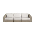 Roseline 120.25" Cream Olefin Water Resistant Fabric And Wicker 3pc. Outdoor Patio Modular Sofa