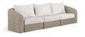 Roseline 120.25" Cream Olefin Water Resistant Fabric And Wicker 3pc. Outdoor Patio Modular Sofa