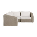Roseline 88.25" Cream Olefin Water Resistant Fabric And Wicker 3pc. Outdoor Patio Modular Sectional