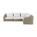 Roseline 123.25" Cream Olefin Water Resistant Fabric And Wicker 4pc. Outdoor Patio Modular Sectional
