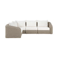 Roseline 88.25" Cream Olefin Water Resistant Fabric And Wicker 4pc. Outdoor Patio Modular Sectional