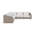 Roseline 123.25" Cream Olefin Water Resistant Fabric And Wicker 5pc. Outdoor Patio Modular Sectional - Sec5A