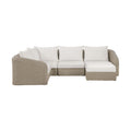 Roseline 123.25" Cream Olefin Water Resistant Fabric And Wicker 5pc. Outdoor Patio Modular Sectional - Sec5B