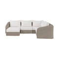 Roseline 123.25" Cream Olefin Water Resistant Fabric And Wicker 5pc. Outdoor Patio Modular Sectional - Sec5C