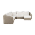 Roseline 123.25" Cream Olefin Water Resistant Fabric And Wicker 6pc. Outdoor Patio Modular Sectional