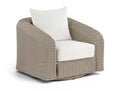 Roseline Cream Olefin Water Resistant Fabric And Wicker Outdoor Patio Swivel Chair