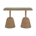 Roseline 60" Natural Tempered Glass Top And Wicker Outdoor Patio Bar Height Table
