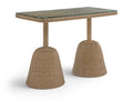 Roseline 60" Natural Tempered Glass Top And Wicker Outdoor Patio Bar Height Table