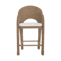Roseline Natural Olefin Water Resistant Fabric And Wicker Outdoor Patio Bar Stool